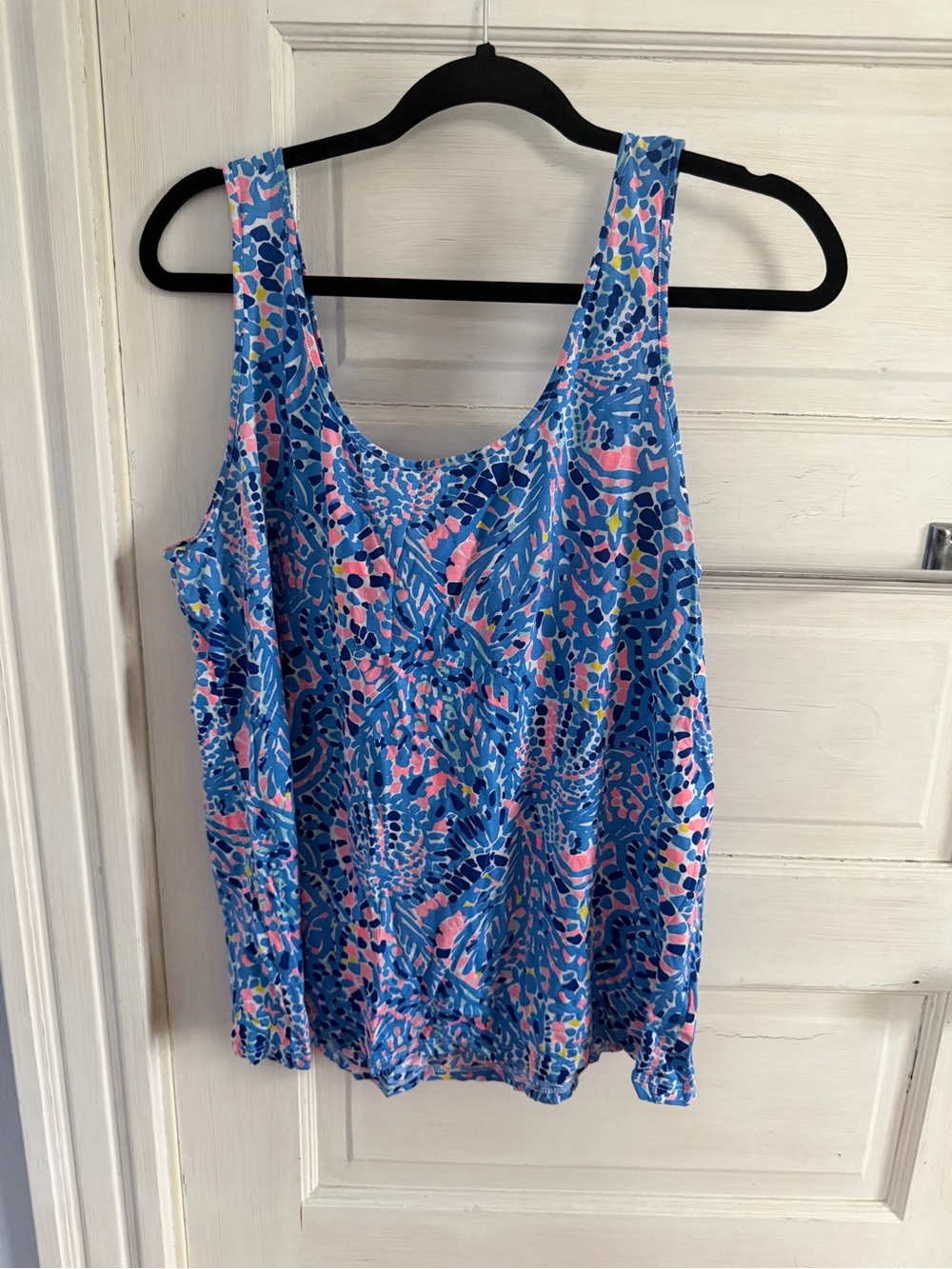 Lilly Pulitzer Blue and Pink Printed Scoop Tank